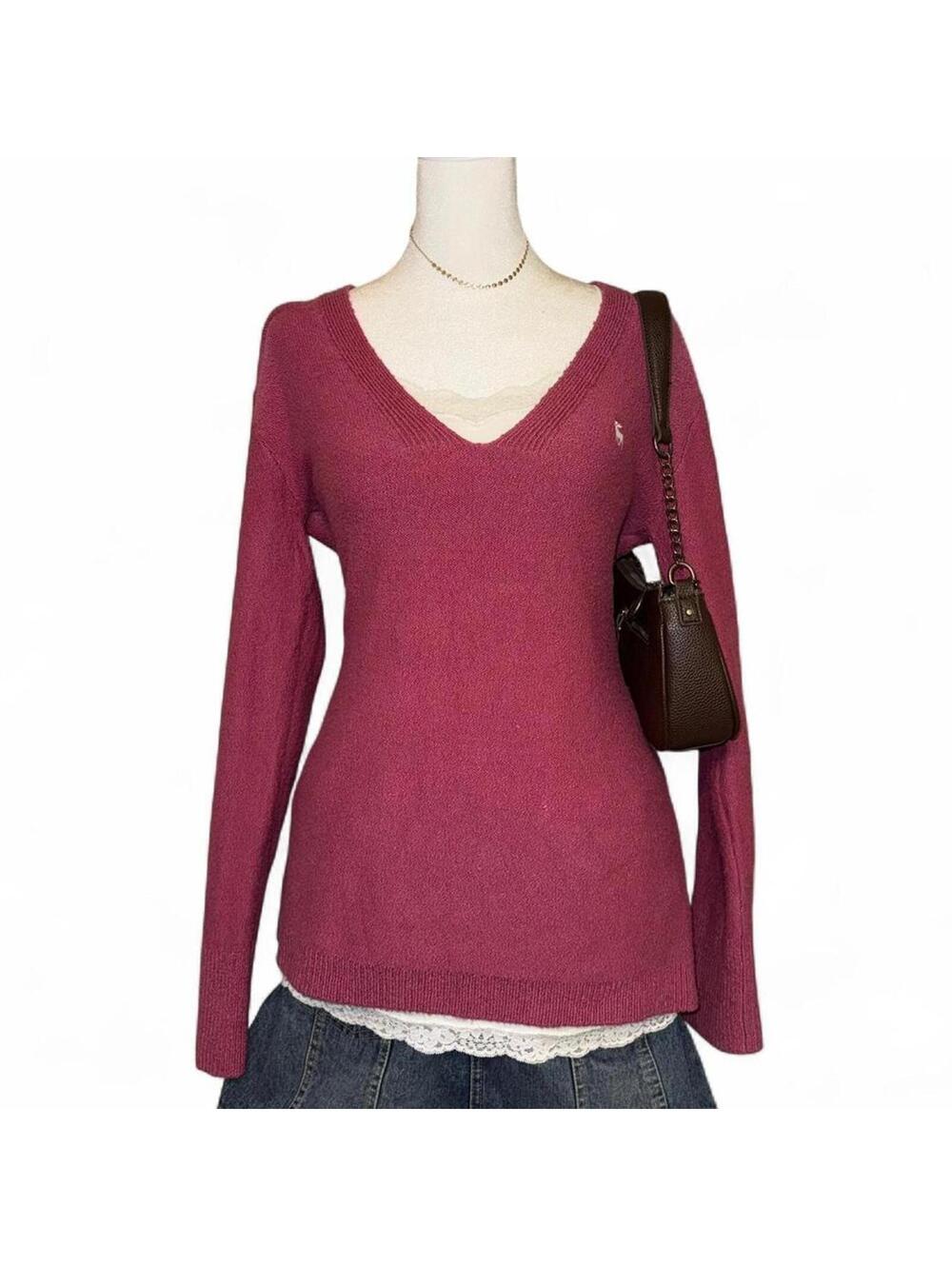 Y2K Pink Abercrombie & Fitch V-neck Sweater